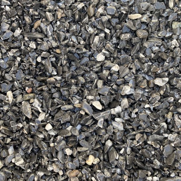 Галька мраморная черная фр. 5-10 мм (мешок 25 кг) для каменного ковра