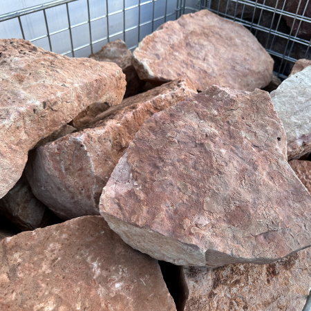 Бутовый камень известняк красно-розовый фр. 9-15 см