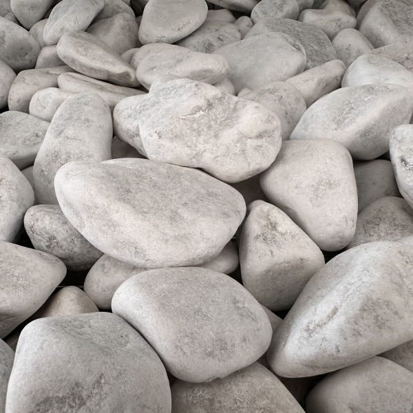 Галька мраморная белая фр. 60-90 мм