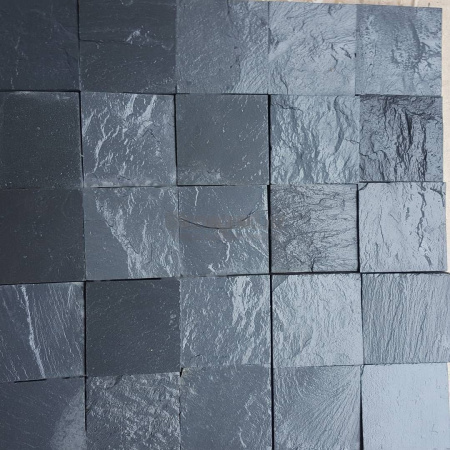 Брусчатка из сланца черного пиленая 10*10*2-3см